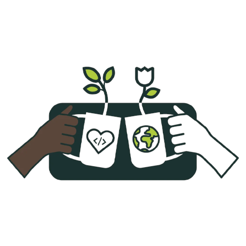 Hands toasting with mugs doodle